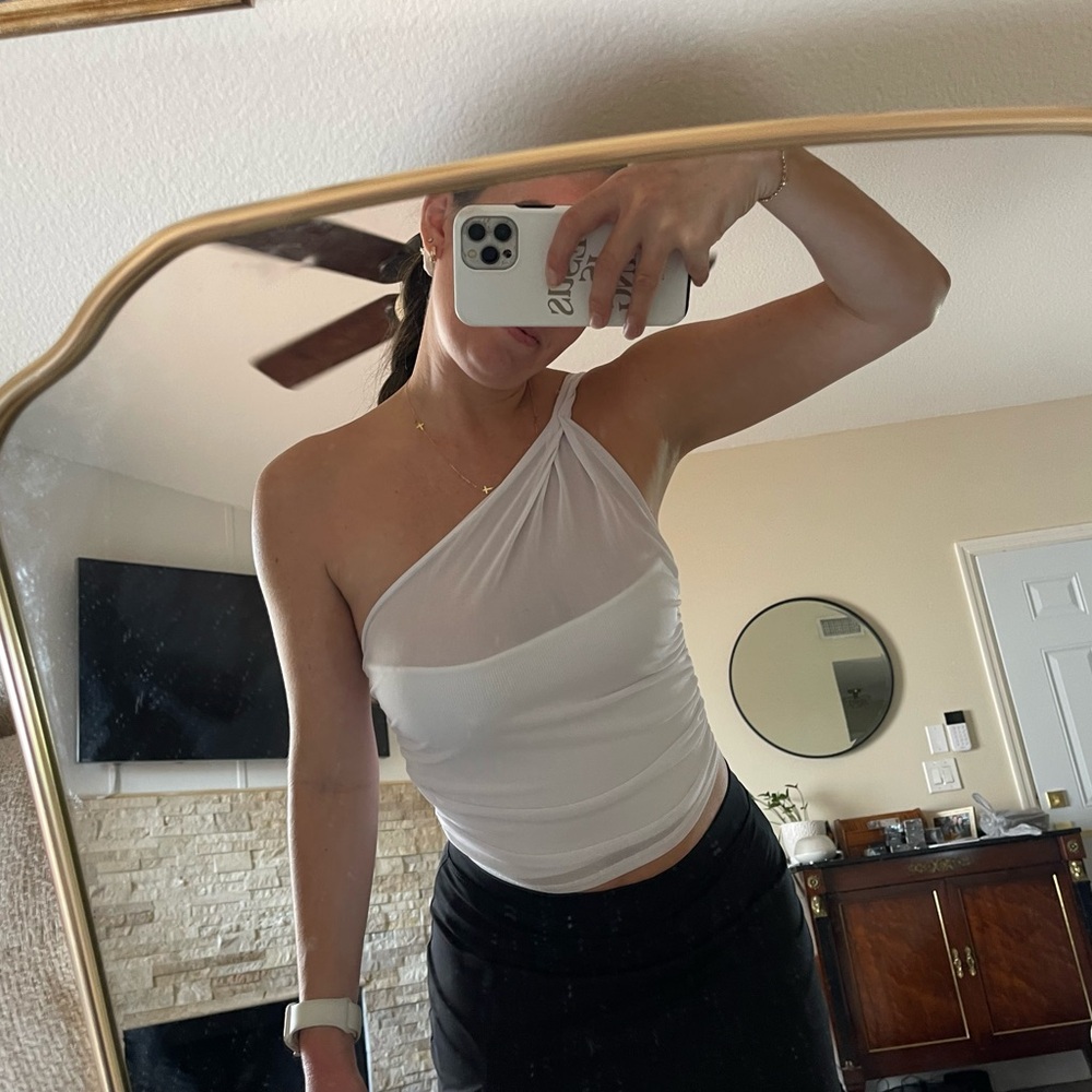 Sincerely Jules White One-Shoulder Tank Top